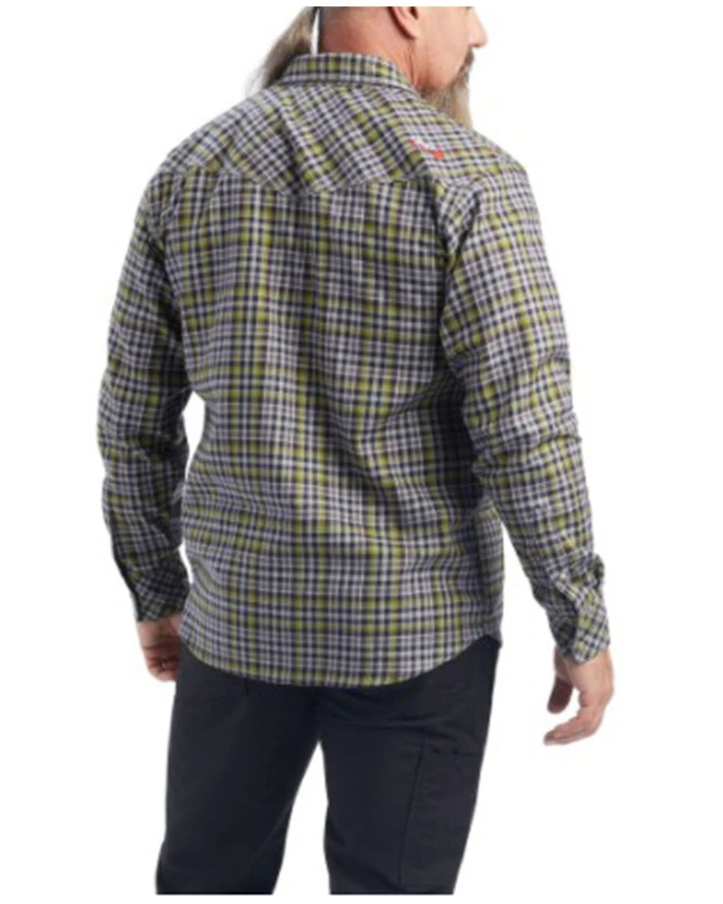 Ariat Men's FR Landry Retro Plaid Print Long Sleeve Snap Work Shirt