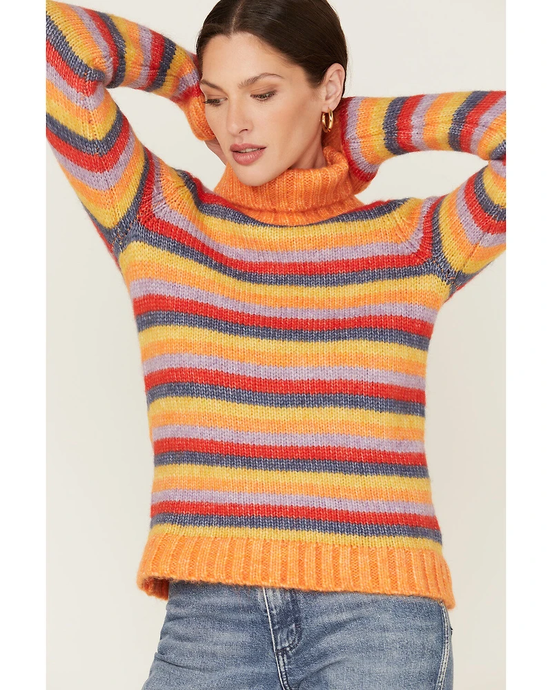 Wrangler Women's Stripe Knit Turtleneck Sweater