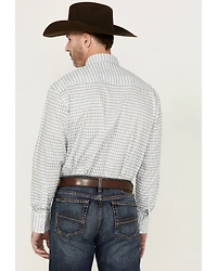 George Strait by Wrangler Men's Diamond Geo Print Long Sleeve Snap Stretch Western Shirt