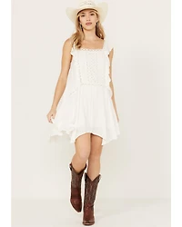 Wild Moss Women's Crochet Trim Mini Dress