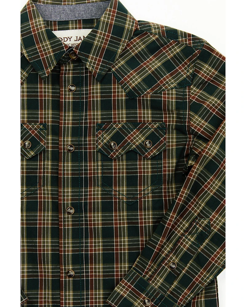 Cody James Toddler Boys' Douglas Fir Plaid Print Long Sleeve Snap Western Shirt