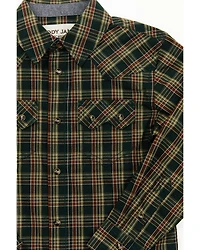 Cody James Toddler Boys' Douglas Fir Plaid Print Long Sleeve Snap Western Shirt
