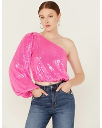 Show Me Your Mumu Women's Sequins Long Sleeve Party Top
