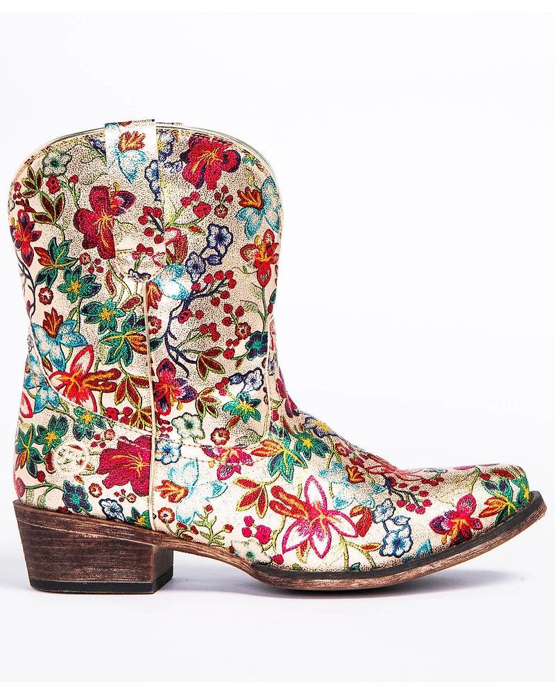 Roper Women's Ingrid Floral Western Booties - Snip Toe