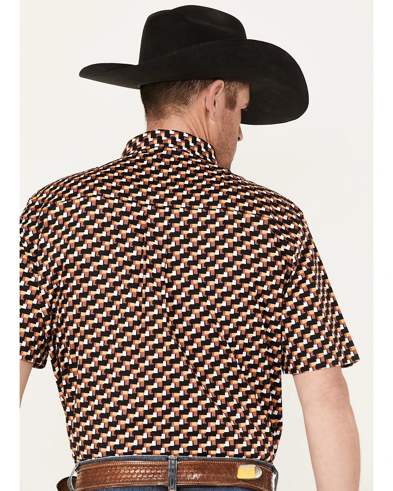 RANK 45® Men's Mudslinger Geo Print Button-Down Stretch Western Shirt