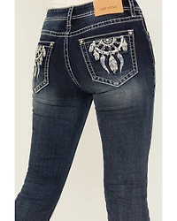 Shyanne Women's Dreamcatcher Dark Wash Mid Rise Bootcut Stretch Denim Jeans