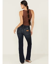 Wrangler Women's Dark Wash Pioneer Westward Mid Rise Bootcut Stretch Denim Jeans