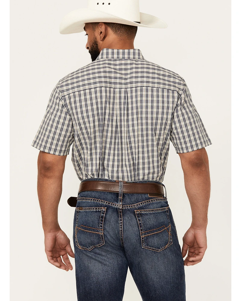 Cody James Men's Plaid Print Short Sleeve Button-Down Stretch Western Shirt
