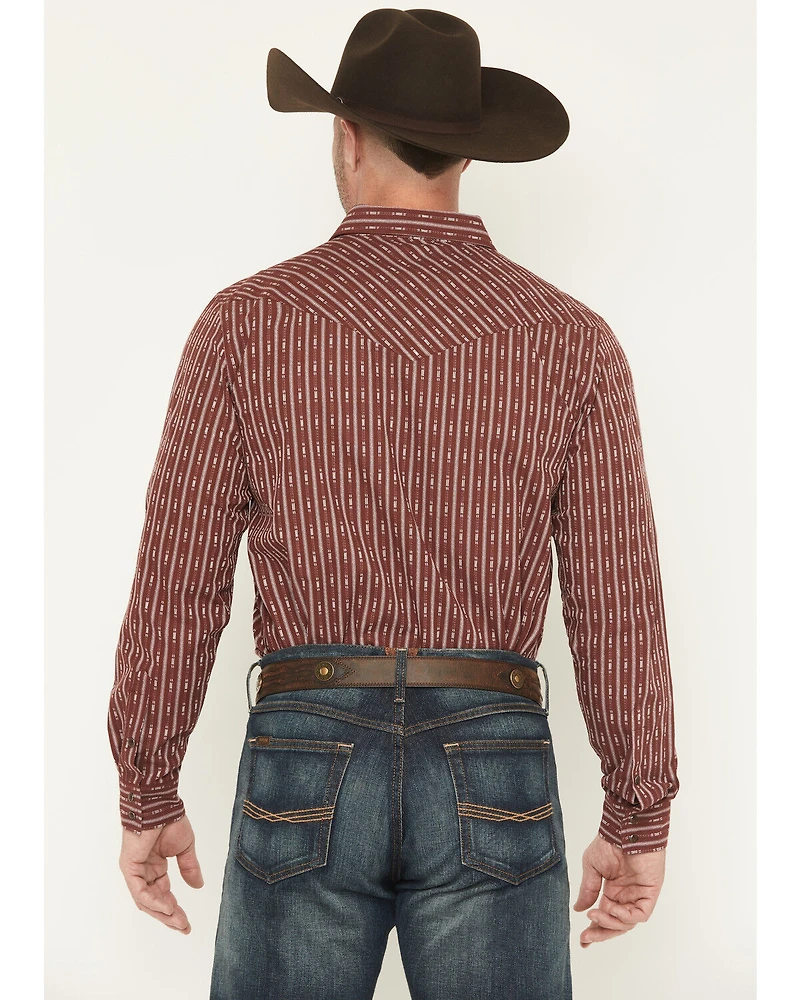 Gibson Trading Co Men's Buckshot Striped Print Long Sleeve Snap Stretch Western Shirt