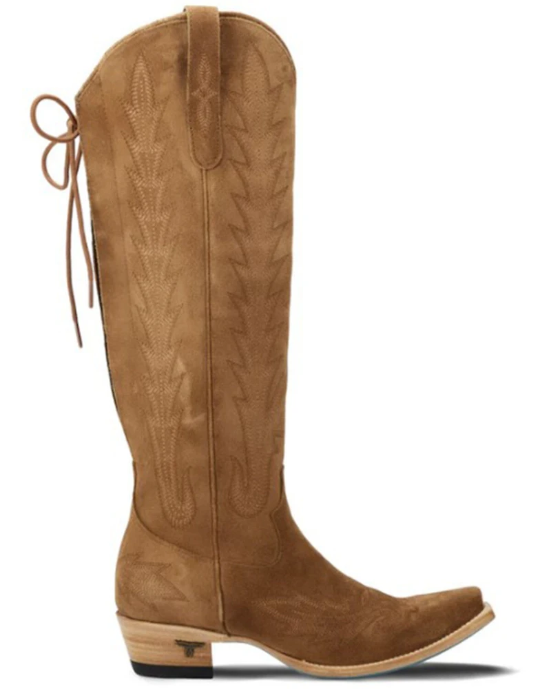 Lane Women's Lexington Knee High Corset Suede Western Boots - Snip Toe
