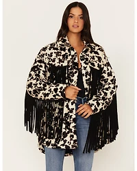 Idyllwind Women's Hair-On Cow Hide Fringe Shacket