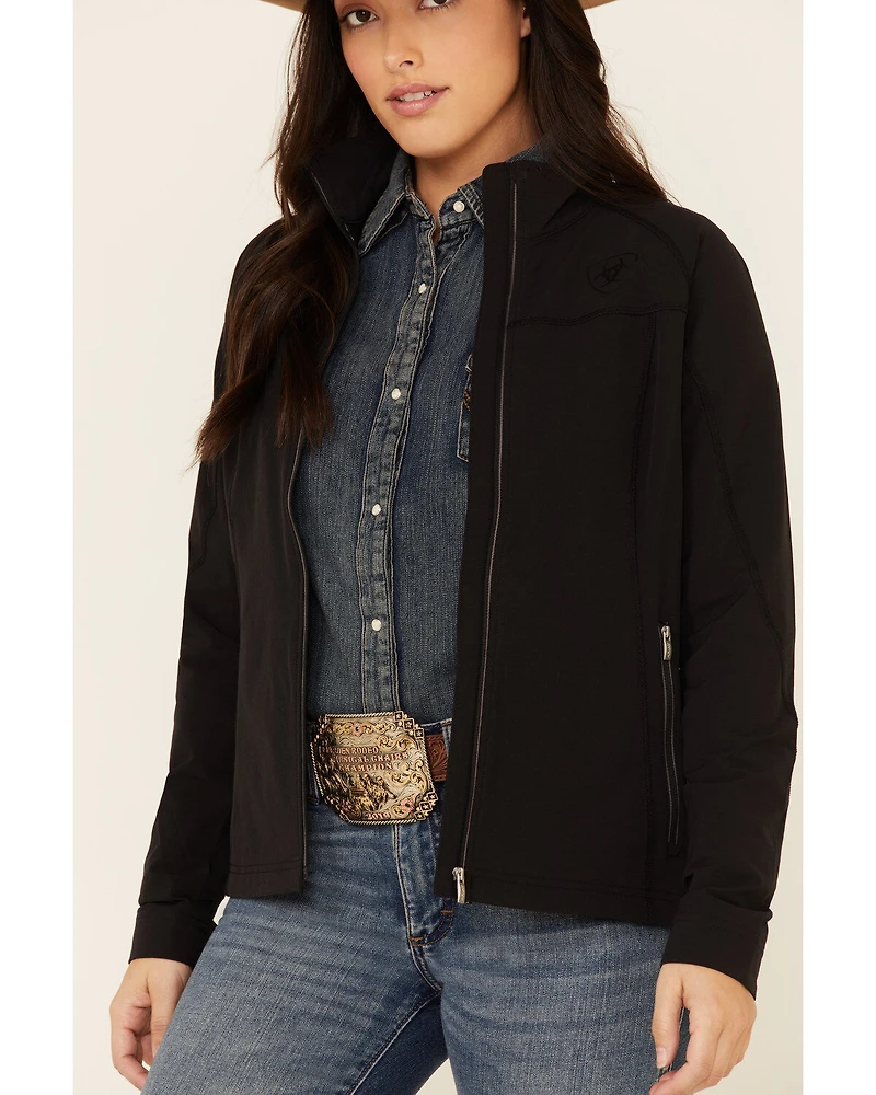 Ariat Women's Black Agile Logo Zip-Up Softshell Jacket