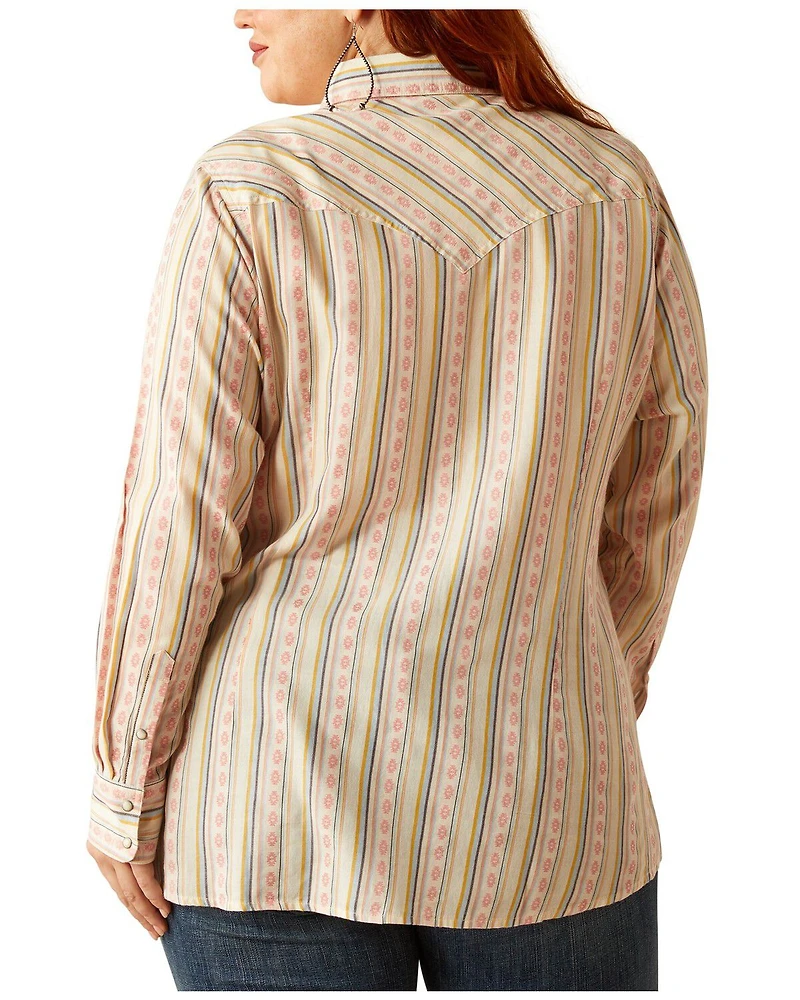 Ariat Women's Alyssa Wallpaper Print Long Sleeve Snap Western Shirt - Plus