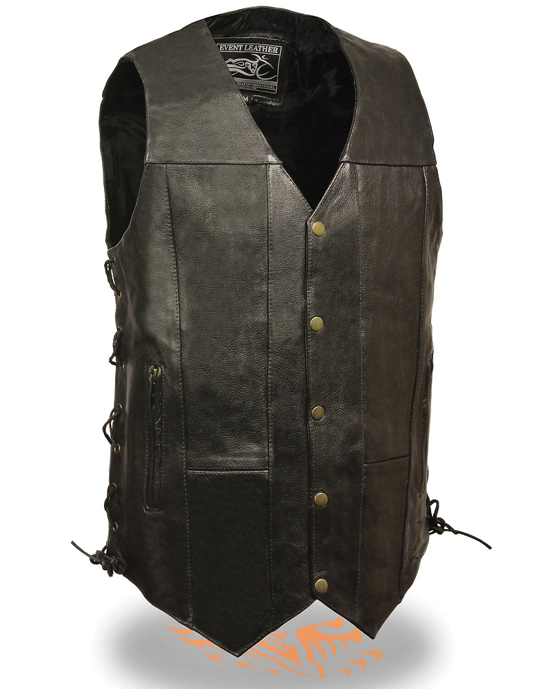 Milwaukee Leather Men's 3X 10 Pocket Side Lace Vest - Tall