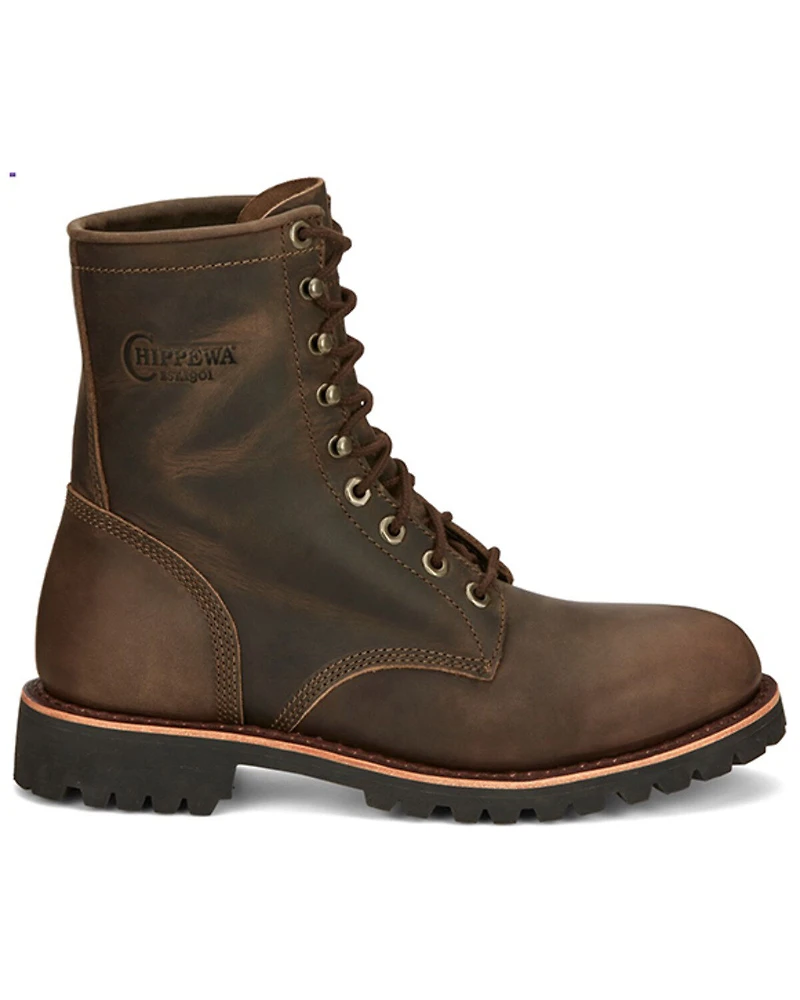 Chippewa Men's Wood Classic 2.0 8" Lace-Up Soft Work Boots - Round Toe