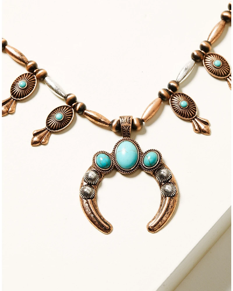 Shyanne Women's Cactus Rose Crescent Necklace
