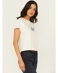 Idyllwind Women's Rhinestone Rose Short Sleeve Cropped Graphic Tee