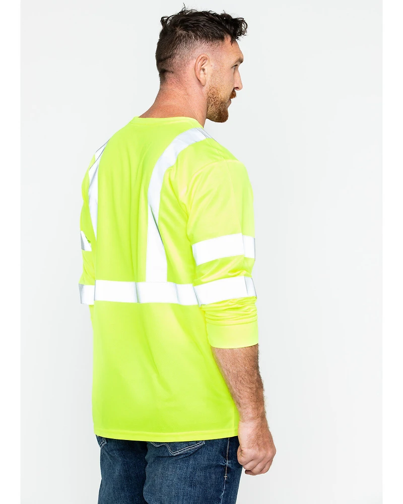 Hawx Men's Hi-Vis Reflective Long Sleeve Work Tee - Big & Tall