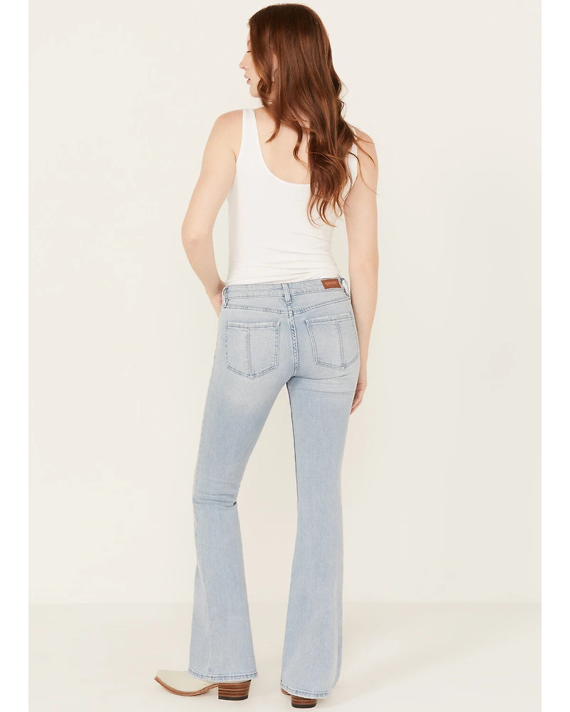 Shyanne Women's Senita Light Medium Wash Low Rise Bootcut Stretch Denim Jeans