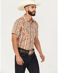 Panhandle Slim Men's Southwestern Striped Print Short Sleeve Snap Western Shirt
