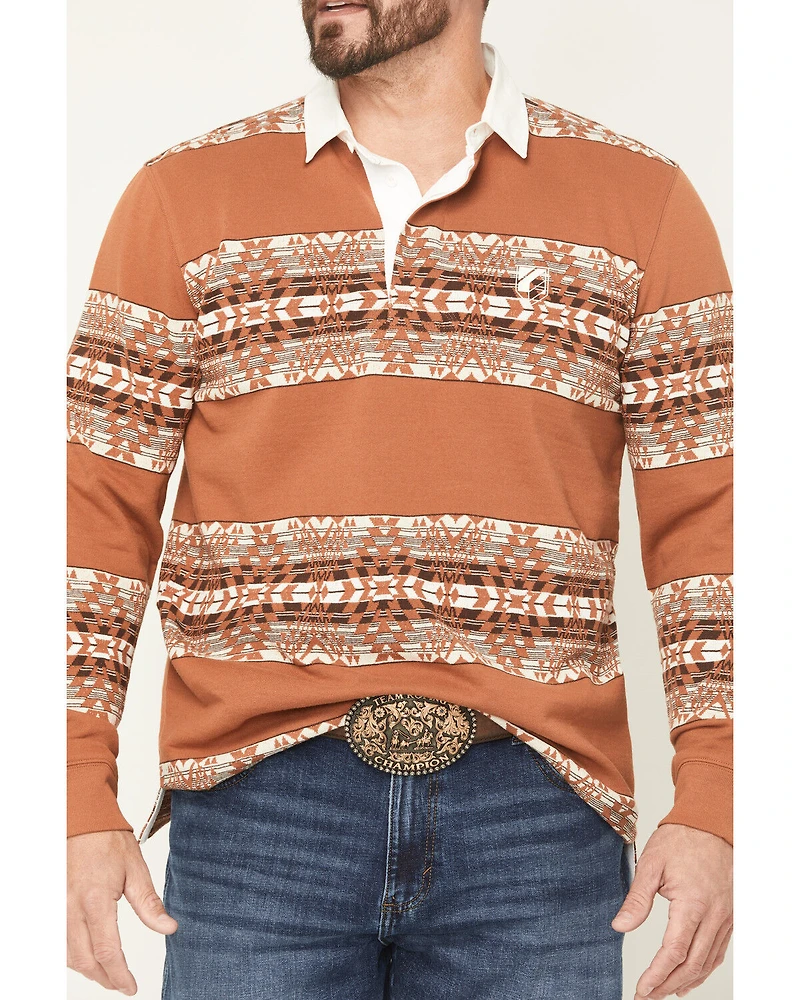 RANK 45® Men's Southwestern Striped Rugby Polo Shirt