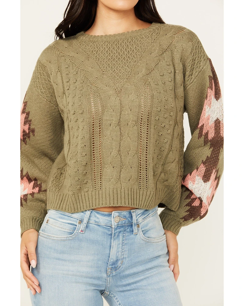 Rock & Roll Denim Women's Southwest Sleeve Long Sweater