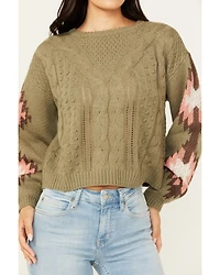 Rock & Roll Denim Women's Southwest Sleeve Long Sweater