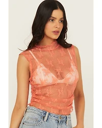 Free People Women's Nice Try Mesh Floral Muscle Tank