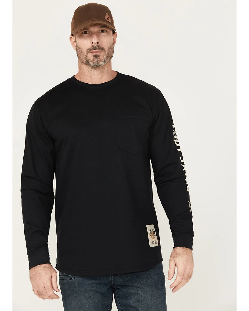 Cody James Men's FR Flaming Skull Long Sleeve Graphic Work T-Shirt