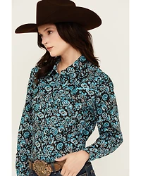 Cowgirl Hardware Women's Paisley Print Long Sleeve Snap Western Shirt