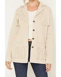 Shyanne Women's Solid Fringe Button-Down Sweater
