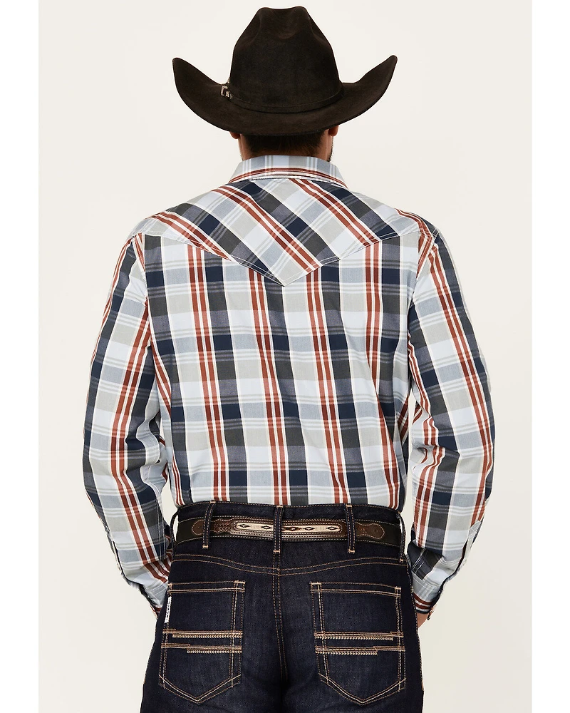 Cody James Men's Simple Life Plaid Print Long Sleeve Snap Western Shirt