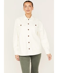 Cleo + Wolf Women's Oversized Solid Faux Leather Shacket