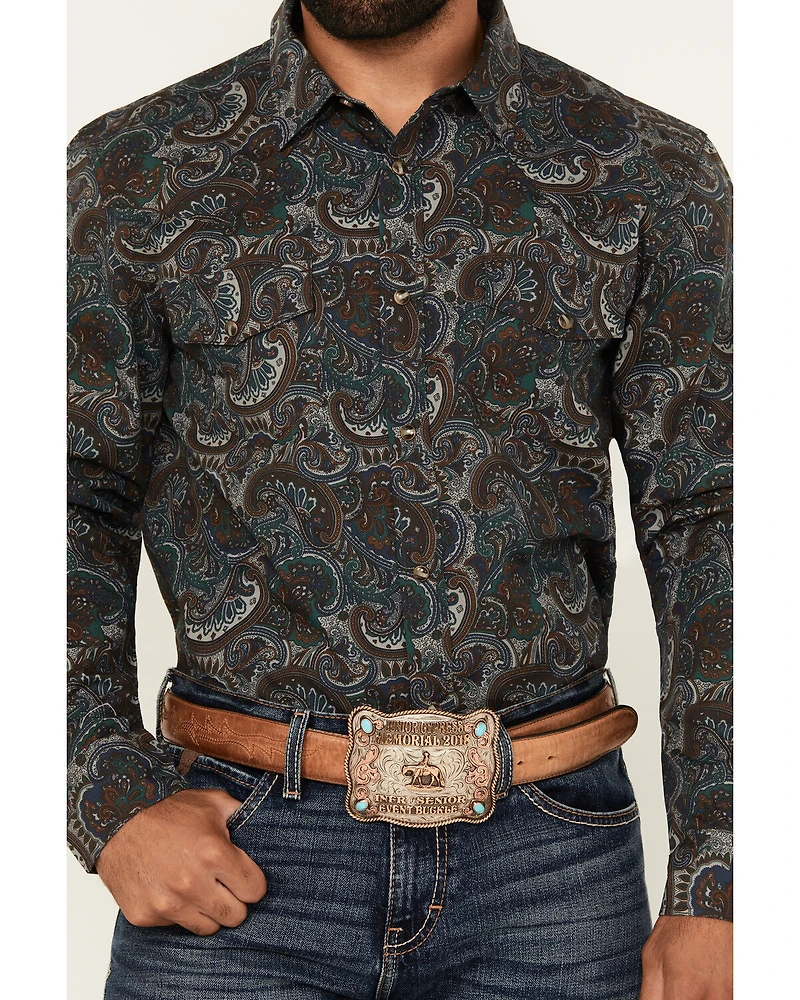 Gibson Trading Co Men's Crazy Paisley Print Long Sleeve Snap Western Shirt