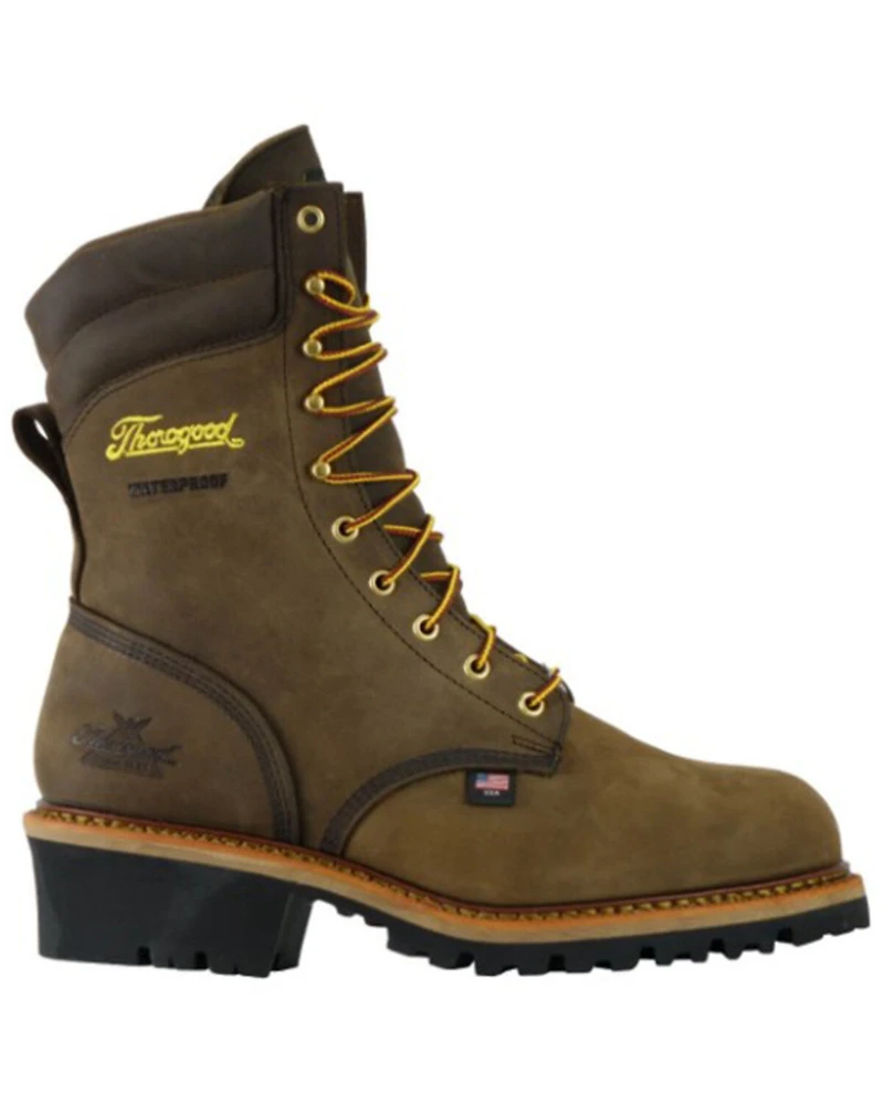 Thorogood Men's Studhorse 9" Lace-Up Waterproof Logger Work Boots - Steel Toe