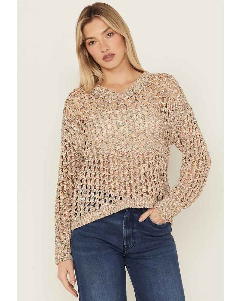 Cleo + Wolf Women's Allison Spacedye Open Weave Sweater