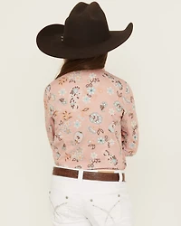 Cruel Girl Girls' Printed Long Sleeve Rhinestone Snap Western Shirt