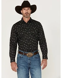 Cody James Men's Saddle Peak Floral Print Long Sleeve Snap Western Shirt