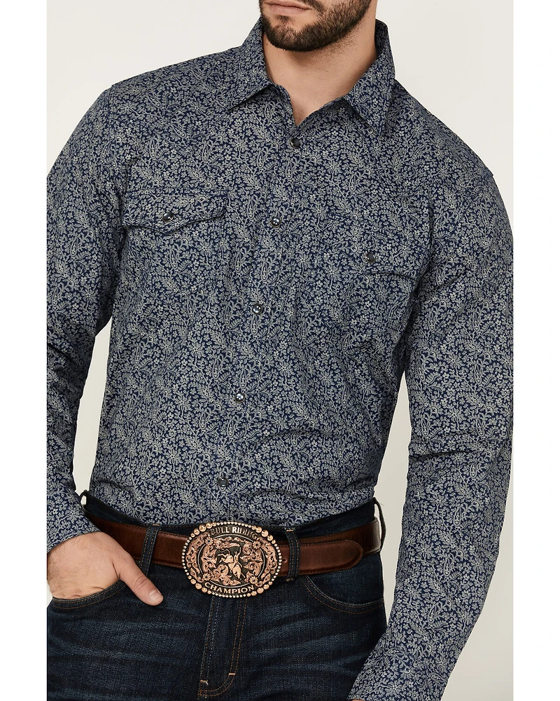 Cody James Men's Grande Floral Print Long Sleeve Pearl Snap Western Shirt