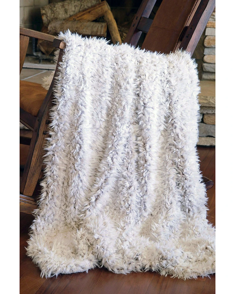 Carstens Home Off-White Shaggy Plush Faux Fur Throw Blanket