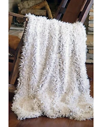 Carstens Home Off-White Shaggy Plush Faux Fur Throw Blanket