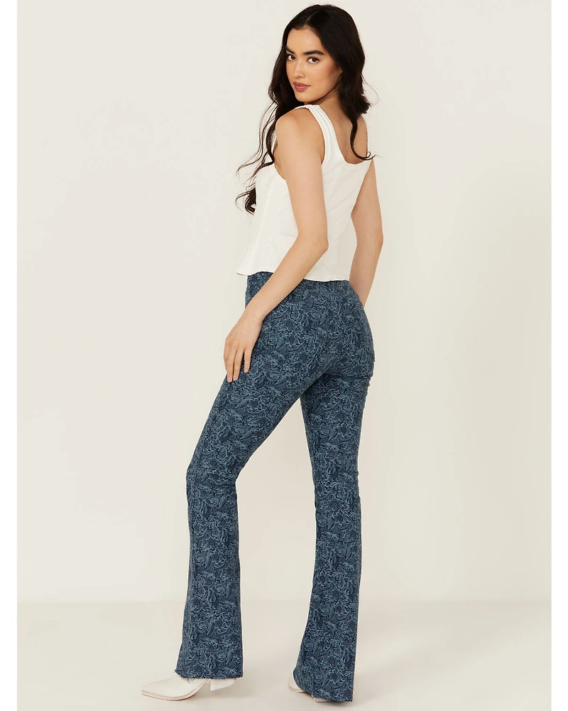 Rock & Roll Denim Women's High Rise Reversible Button Flare Stretch Jeans
