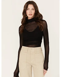 Free People Women's Under It All Ruched Mesh Bodysuit