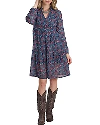 Roper Women's Floral Print Long Sleeve Mini Dress