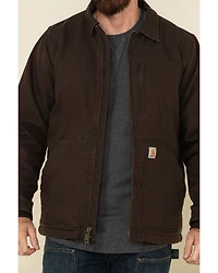 Carhartt Men's Dark Brown Washed Duck Sherpa Lined Work Coat - Big