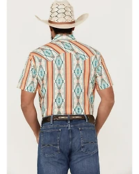Rock & Roll Denim Men's Southwestern Print Short Sleeve Pearl Snap Stretch Western Shirt