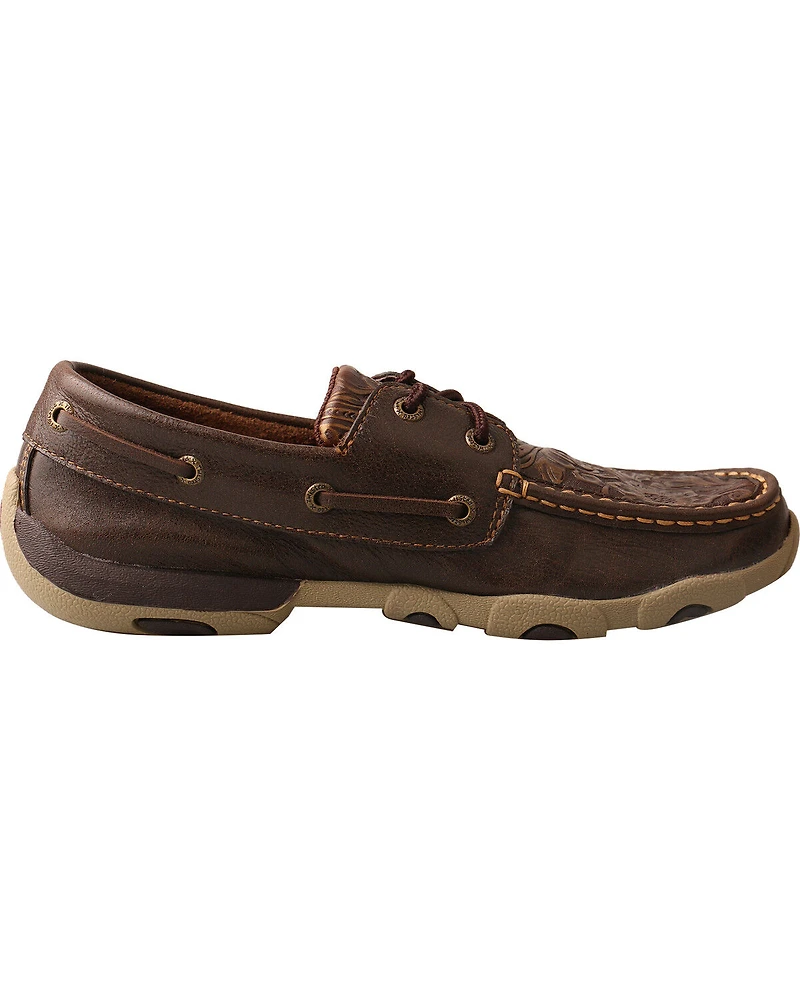 Twisted X Women's Tooled Boat Shoe Driving Mocs
