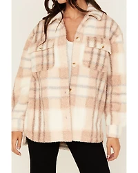 26 International Women's Plaid Print Sherpa Shacket