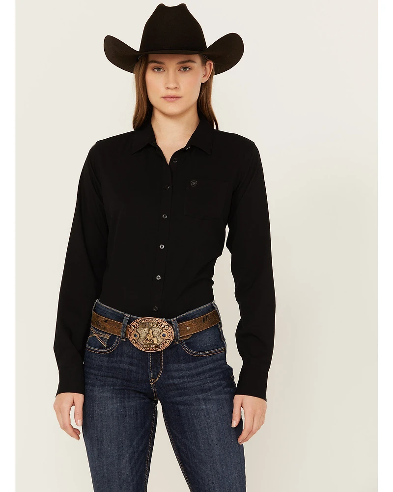 Ariat Women's Solid Long Sleeve Button-Down Performance Western Shirt
