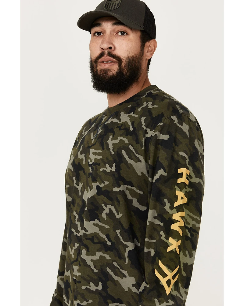 Hawx Men's Camo Print Long Sleeve Logo T-Shirt
